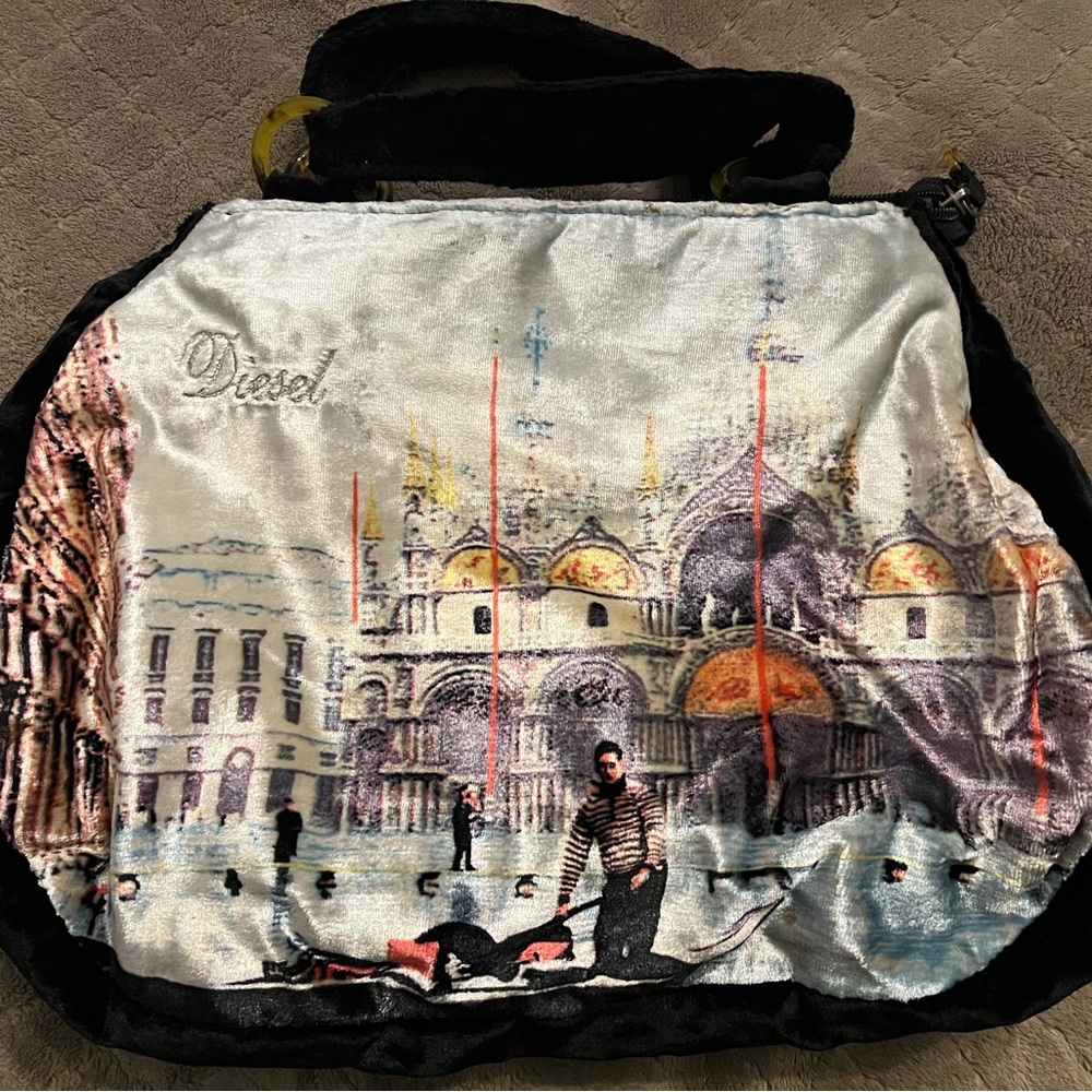 Diesel Velvet Multicolor Venice Cityscape hand Bag